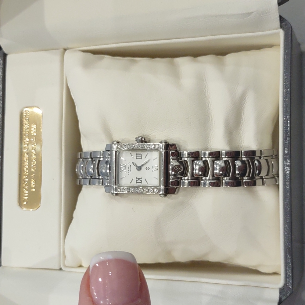 ⌚Philippe Charriol Diamond Columbus Watch Box Links 28504 Colvubvs white face